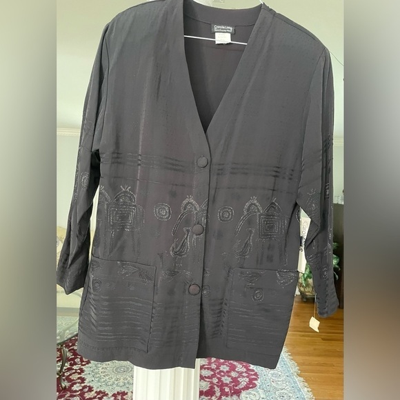 Carole Littel women’s black Rayon blend jacket two pockets and three buttons - Picture 1 of 5